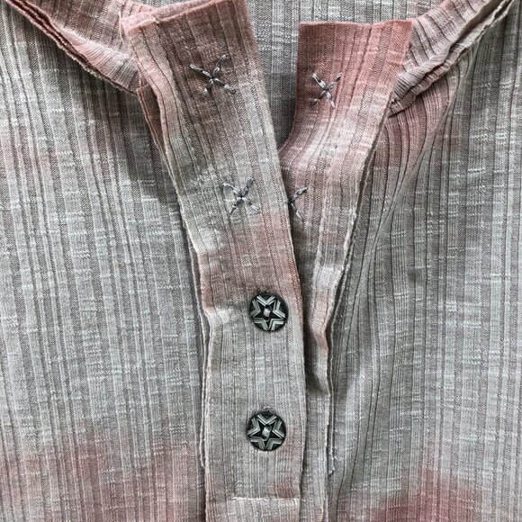 POL Tie Dye Ribbed Henley Tee Top Womens Large L Ivory Taupe SMT1686 - Picture 5 of 12